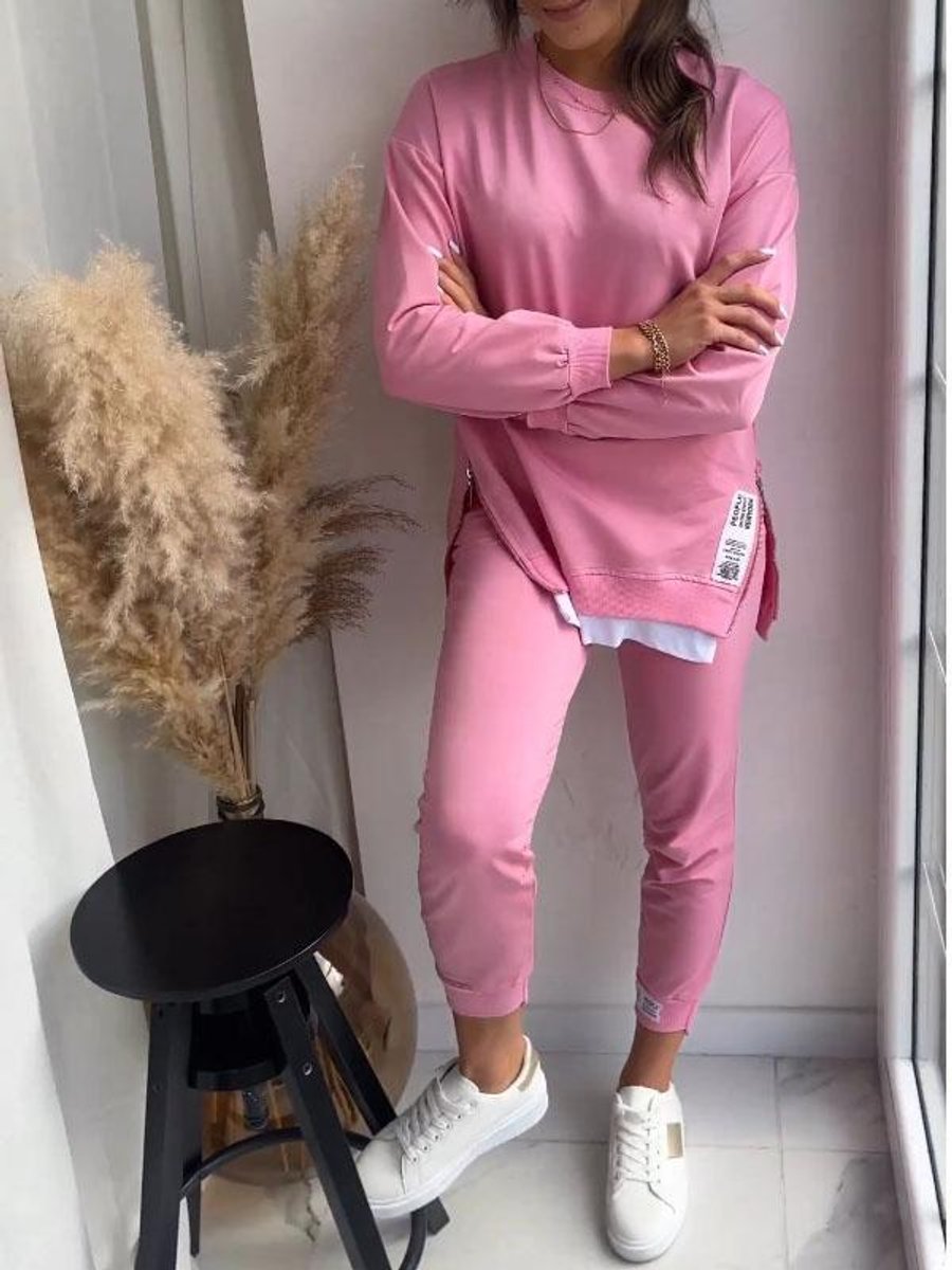 Women's Relaxed Wide Leg Trousers Sweatshirt Two-Piece Jogger Set