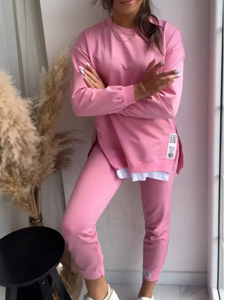 Women's Relaxed Wide Leg Trousers Sweatshirt Two-Piece Jogger Set