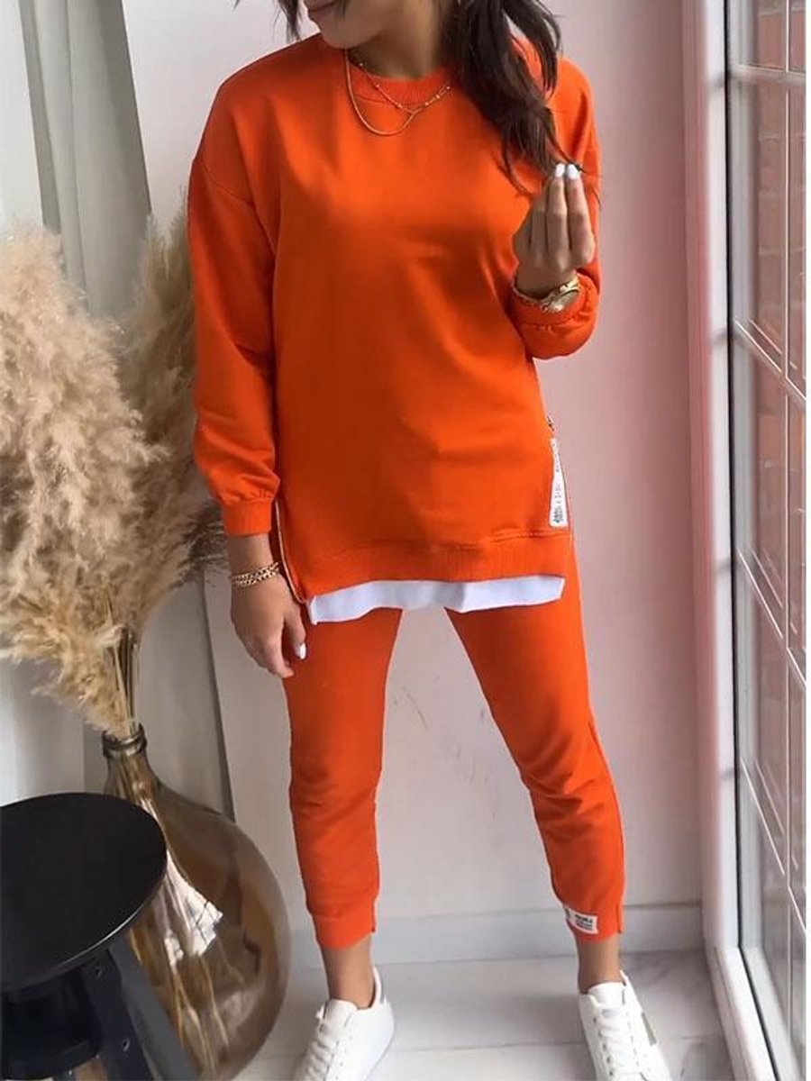 Women's Relaxed Wide Leg Trousers Sweatshirt Two-Piece Jogger Set