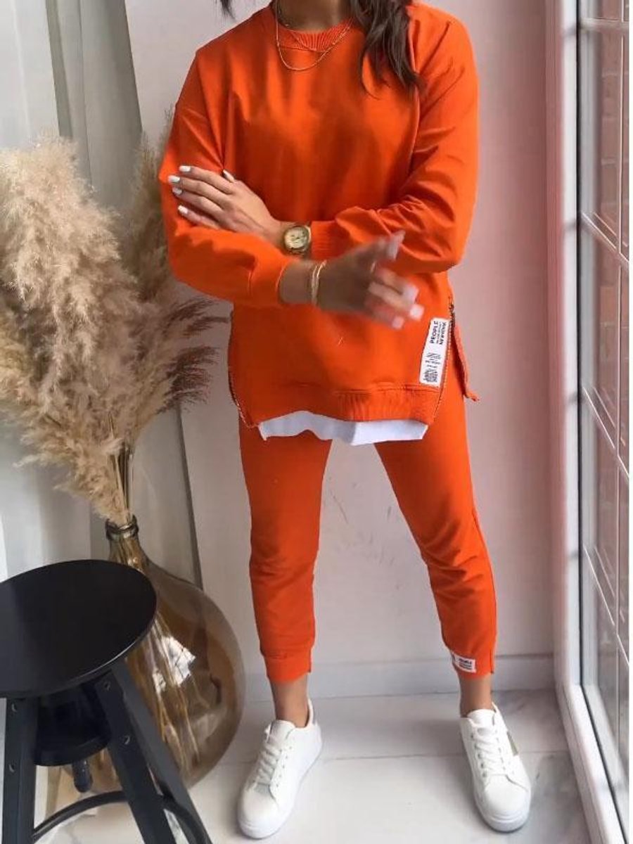 Women's Relaxed Wide Leg Trousers Sweatshirt Two-Piece Jogger Set