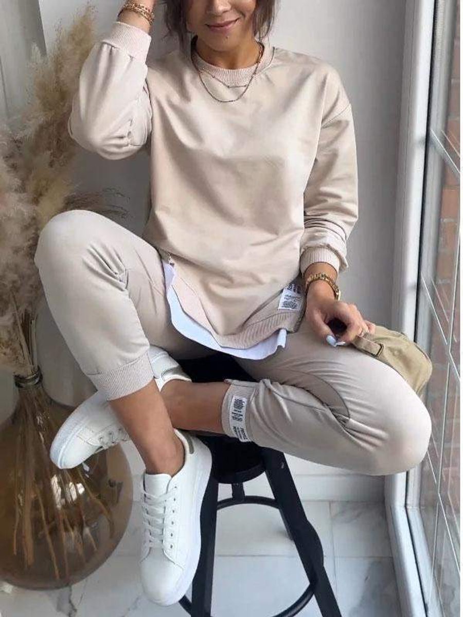 Women's Relaxed Wide Leg Trousers Sweatshirt Two-Piece Jogger Set