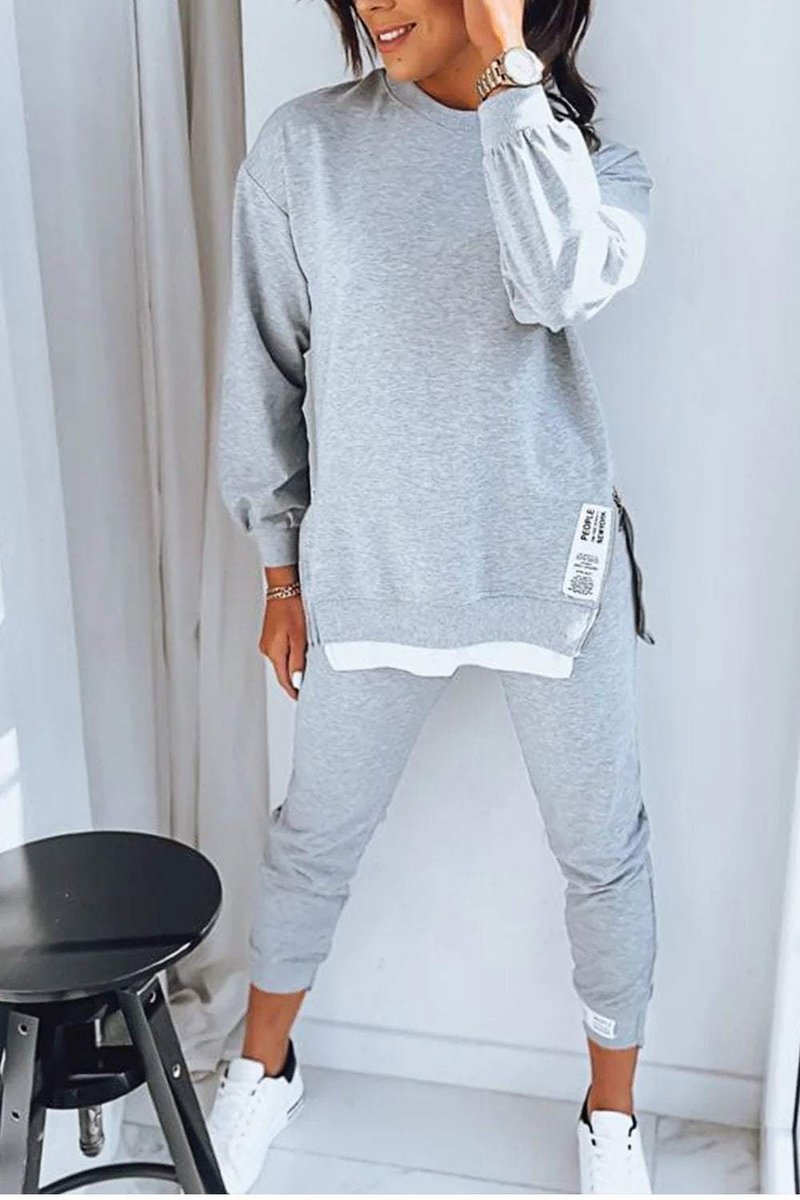 Women's Relaxed Wide Leg Trousers Sweatshirt Two-Piece Jogger Set