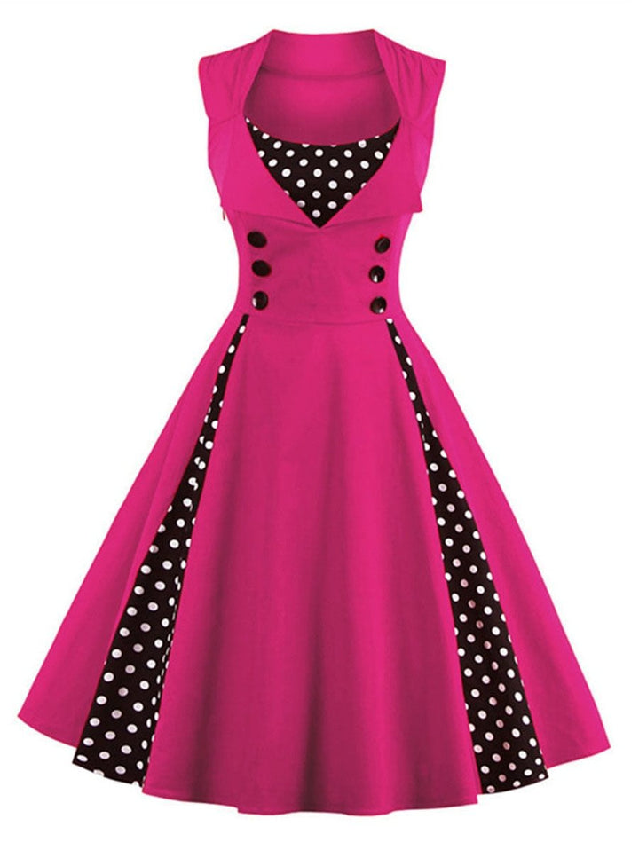Women's Retro 1950s A-Line Polka Dot Cocktail Party Dress