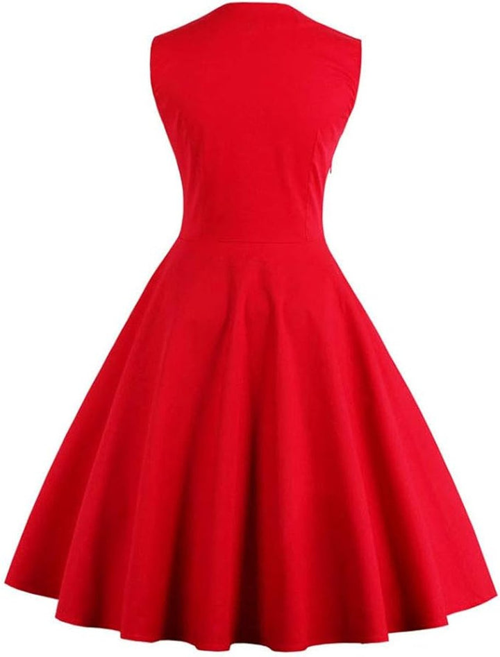 Women's Retro 1950s A-Line Polka Dot Cocktail Party Dress