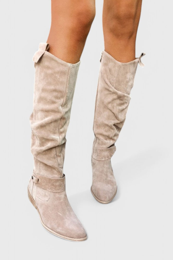 Women's Retro Suede Knee-High Boots Slouchy Riding Style