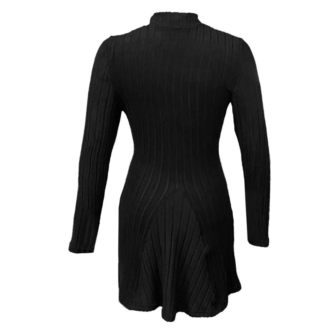 Women's Ribbed Long-Sleeve A-Line Knitted Dress