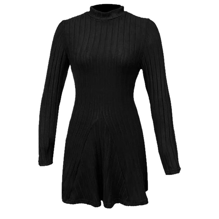 Women's Ribbed Long-Sleeve A-Line Knitted Dress