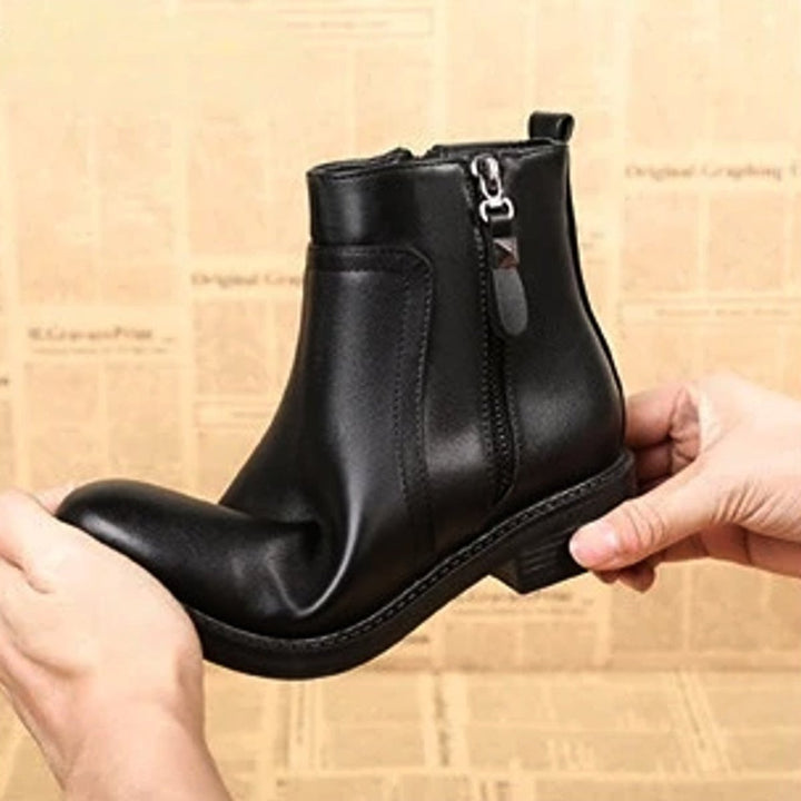 Women's Round-Toe Low-Block-Heel Side-Zip Ankle Heeled Boots