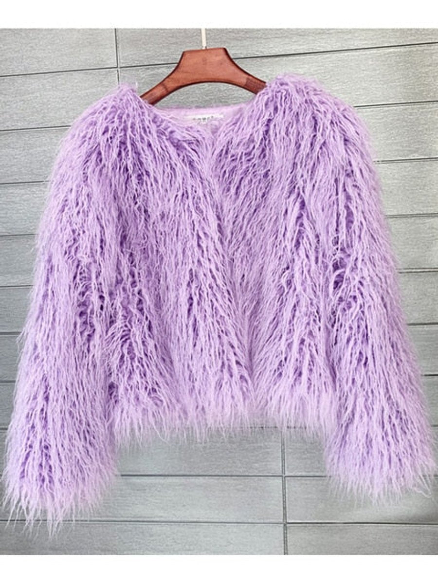 Women's Shaggy Faux Fur Coat Fluffy Long-Pile Winter Jacket