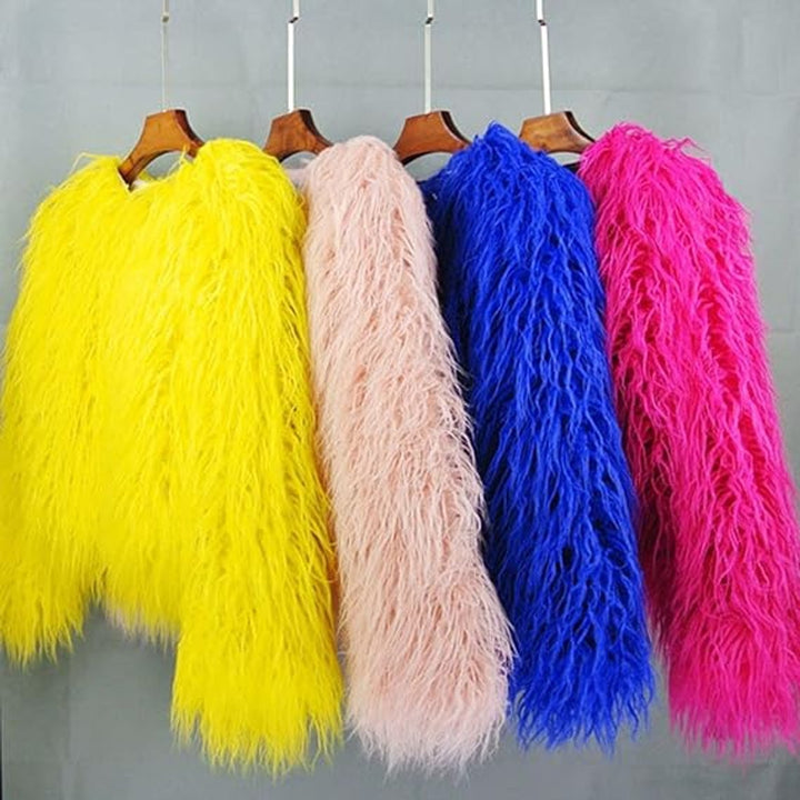 Women's Shaggy Faux Fur Coat Fluffy Long-Pile Winter Jacket