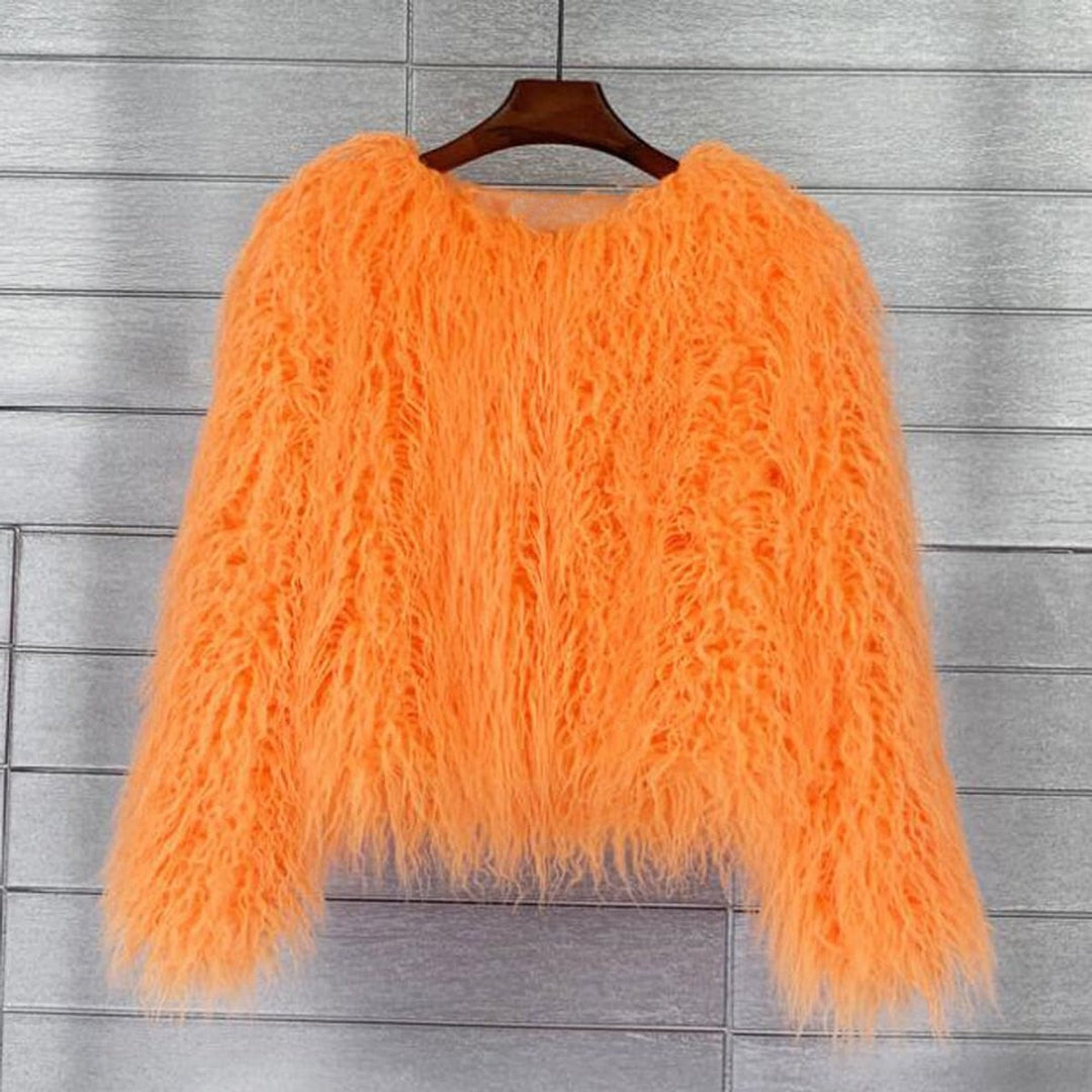 Women's Shaggy Faux Fur Coat Fluffy Long-Pile Winter Jacket