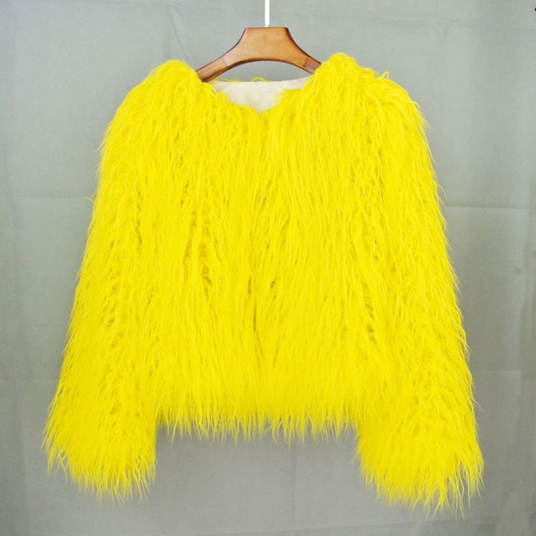 Women's Shaggy Faux Fur Coat Fluffy Long-Pile Winter Jacket