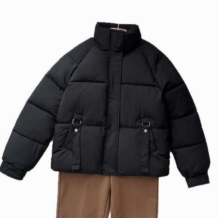 Women's Short Boxy-Cut High-Neck D-Ring Puffer Jacket