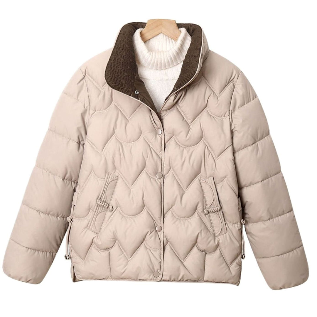 Women's Short Quilted Chevron Snap-Front Puffer Jacket