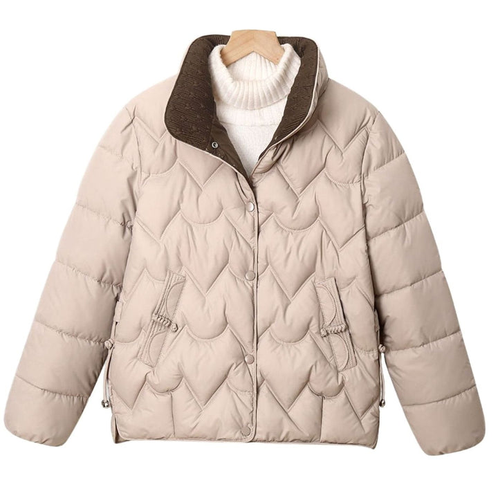 Women's Short Quilted Chevron Snap-Front Puffer Jacket