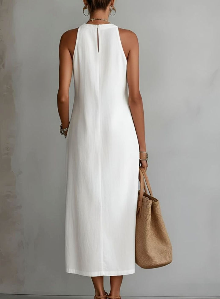 Women's Sleeveless Embroidered Side-Split Midi Dress