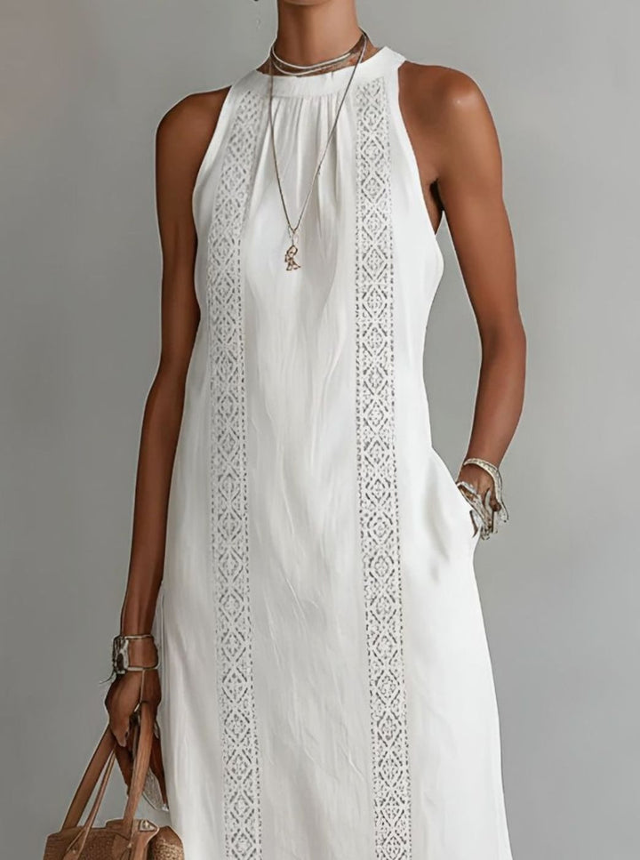 Women's Sleeveless Embroidered Side-Split Midi Dress
