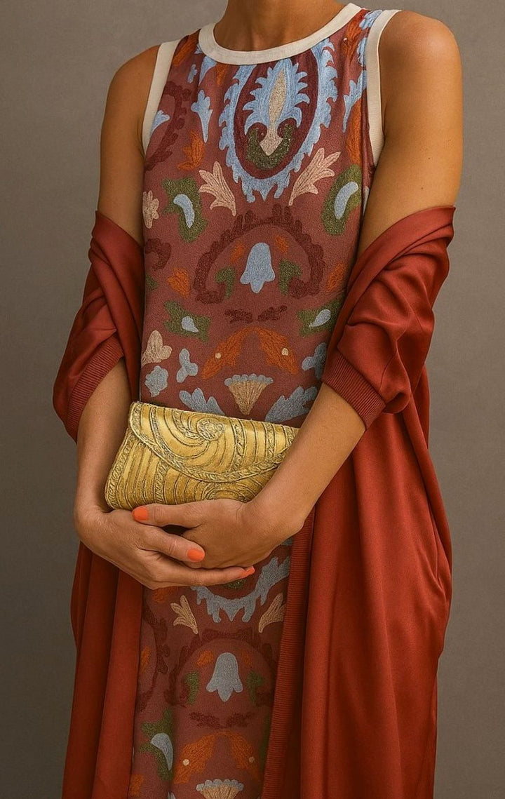 Women's Sleeveless Floral Maxi Dress Wrap Shawl Set