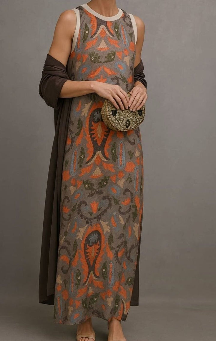 Women's Sleeveless Floral Maxi Dress Wrap Shawl Set