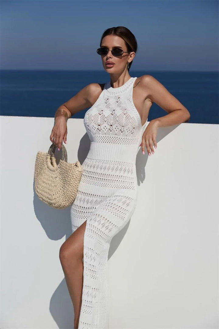 Women's Sleeveless Hollow-Out Crochet Knitted Dress