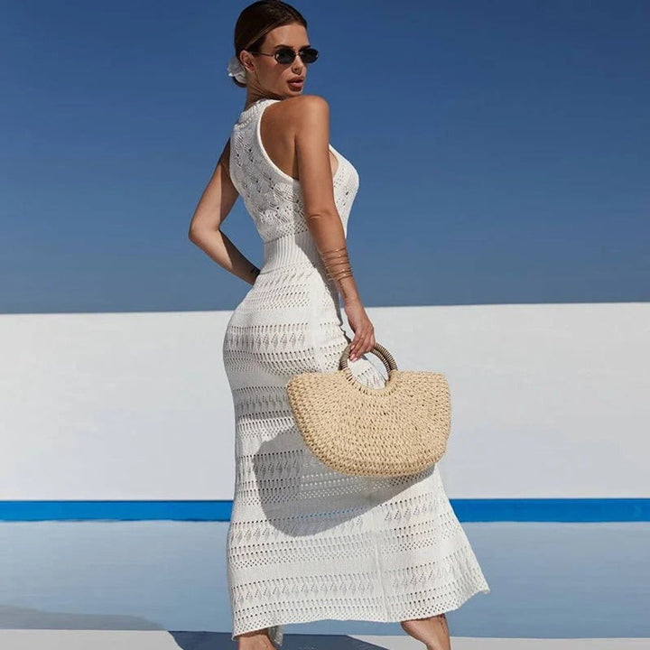 Women's Sleeveless Hollow-Out Crochet Knitted Dress