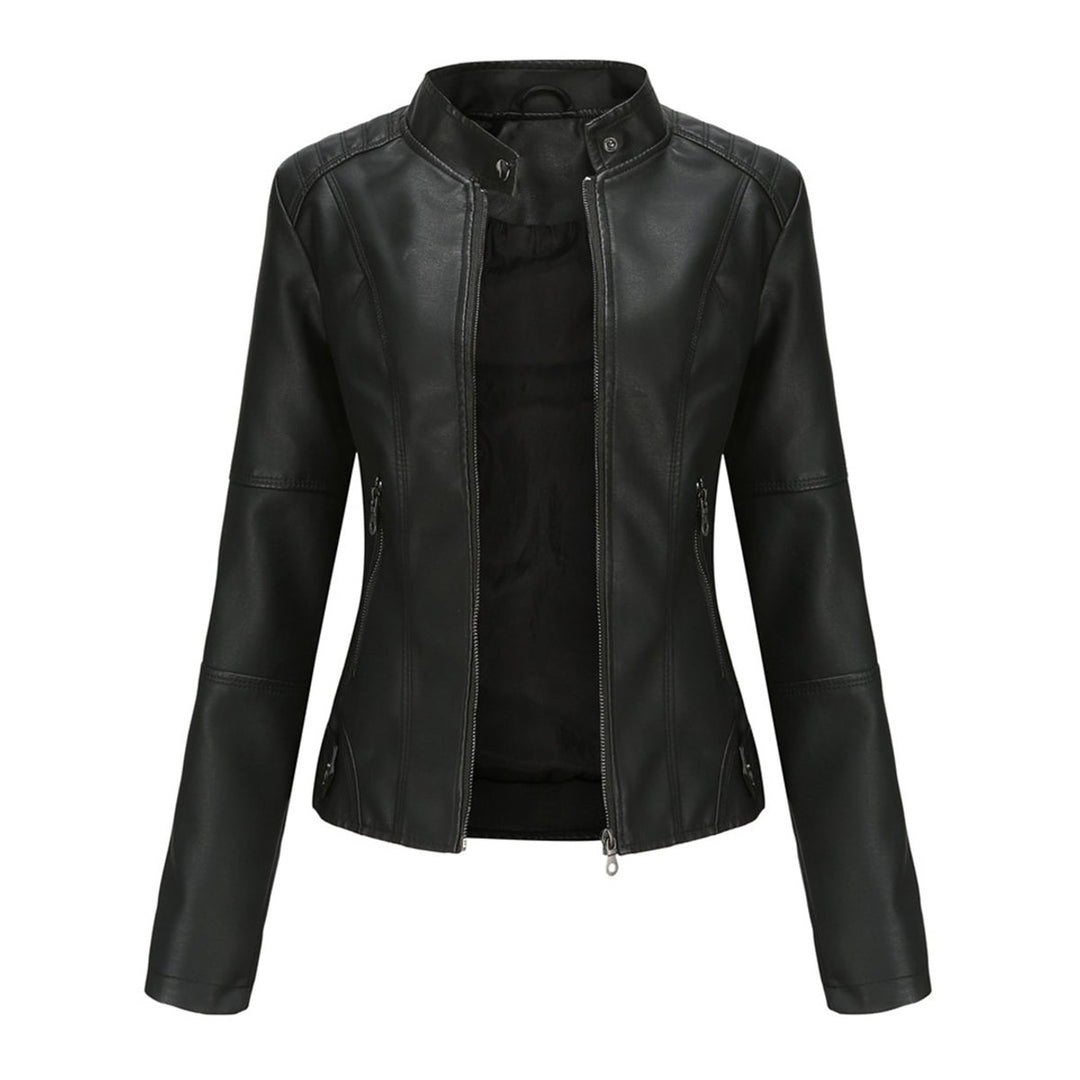 Women's Slim-Fit Zip-Up Faux Leather Biker Jacket