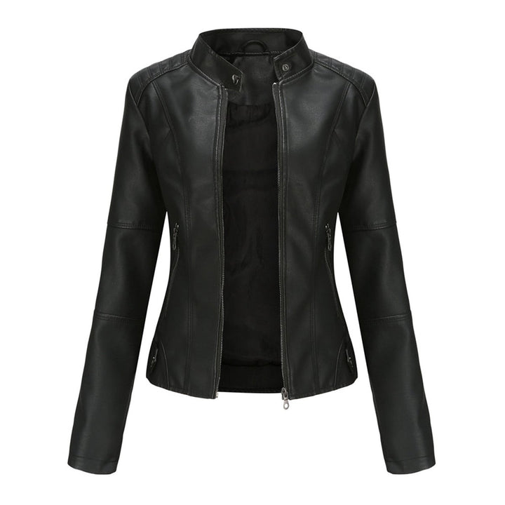 Women's Slim-Fit Zip-Up Faux Leather Biker Jacket