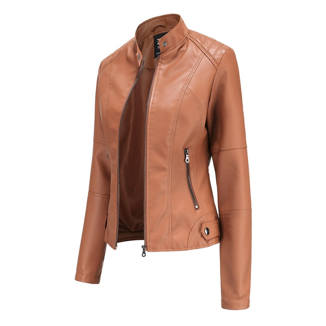 Women's Slim-Fit Zip-Up Faux Leather Biker Jacket