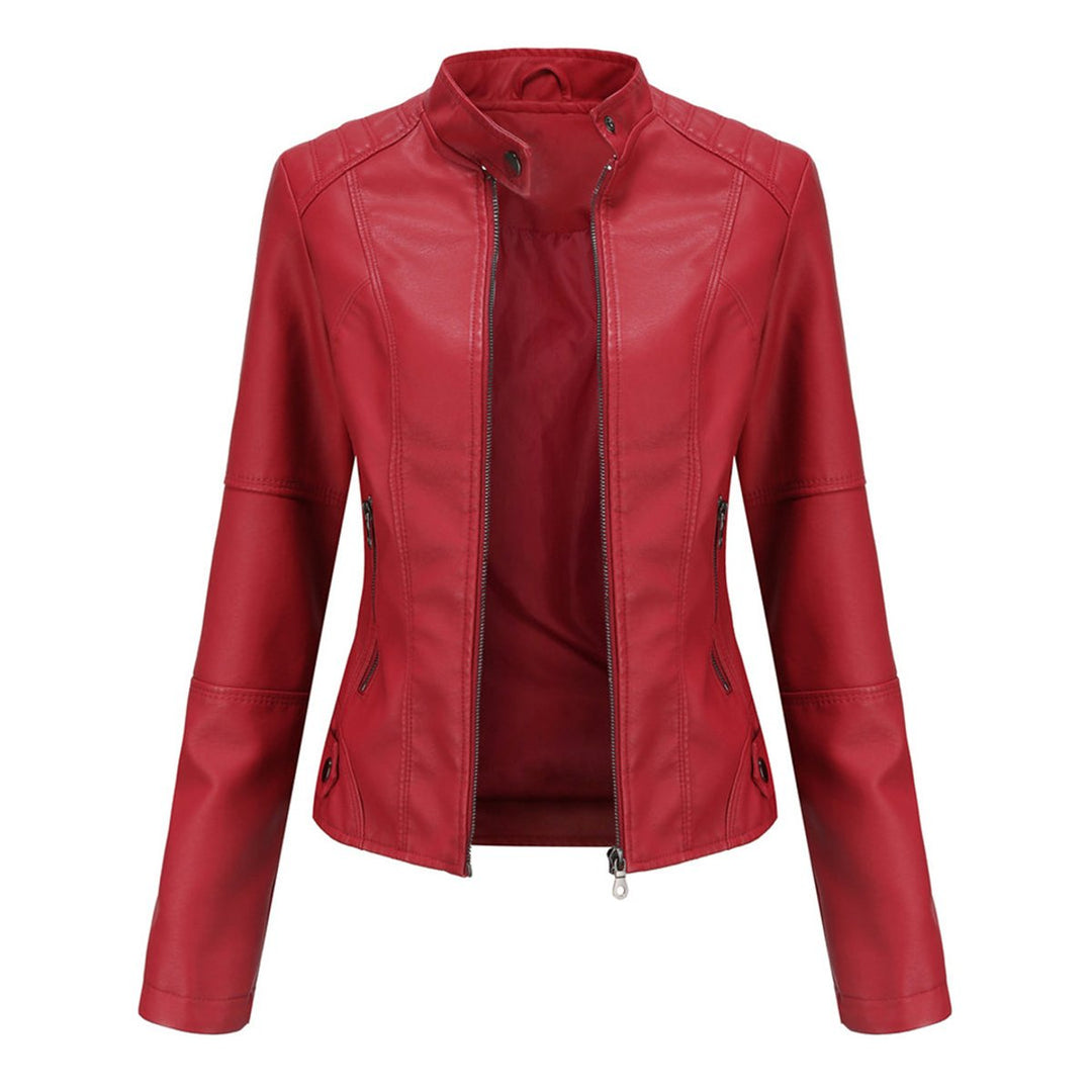 Women's Slim-Fit Zip-Up Faux Leather Biker Jacket