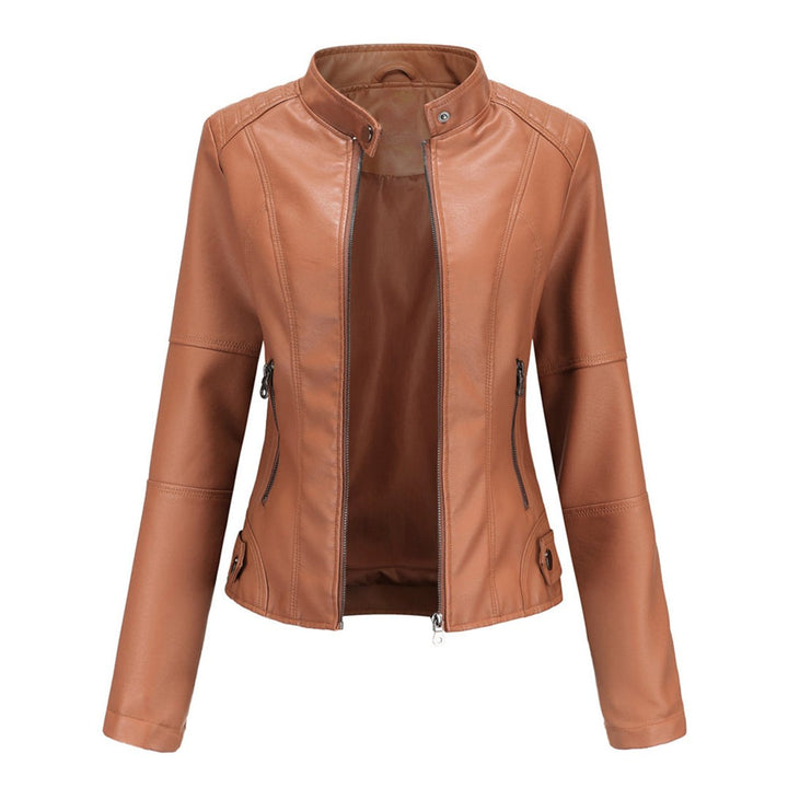 Women's Slim-Fit Zip-Up Faux Leather Biker Jacket