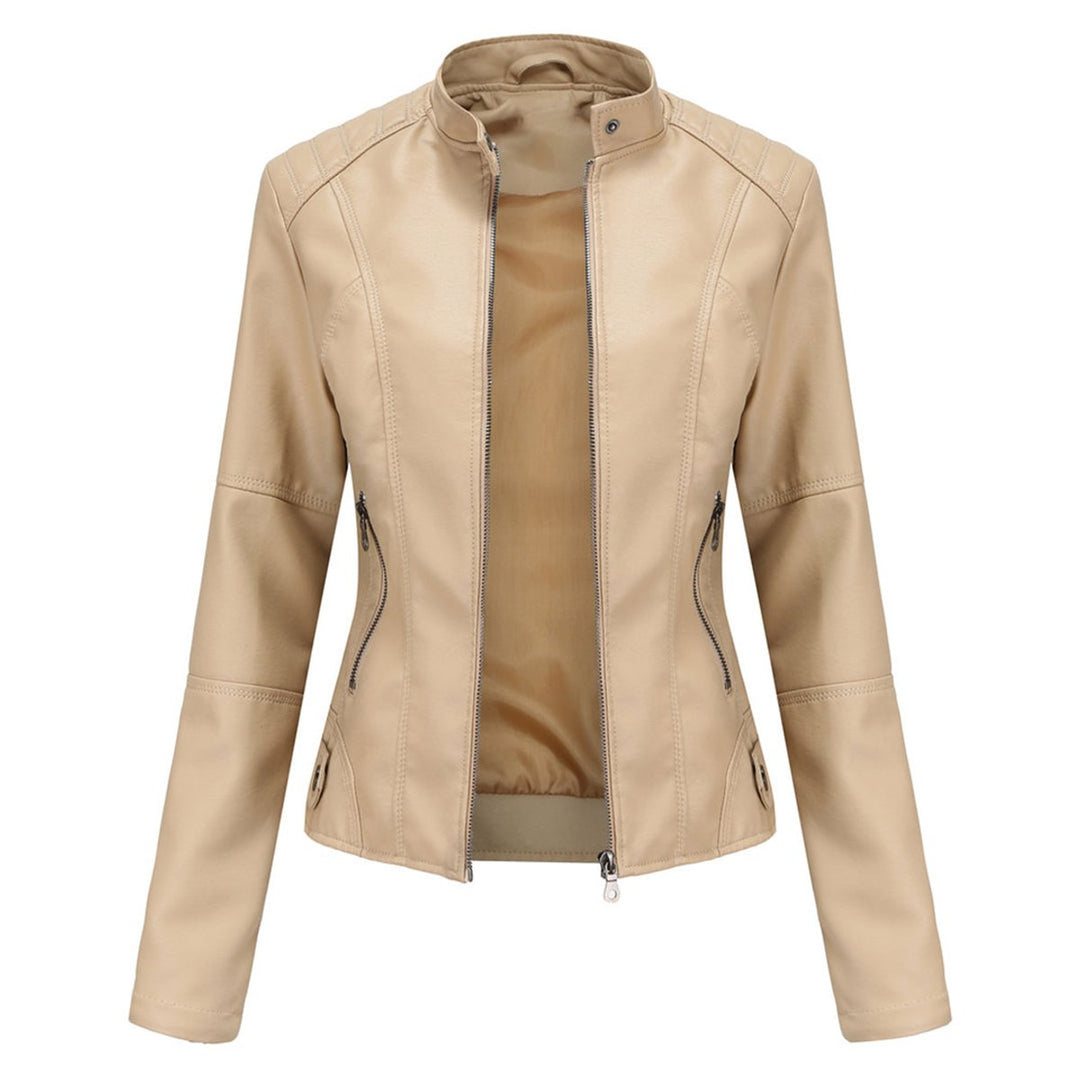Women's Slim-Fit Zip-Up Faux Leather Biker Jacket