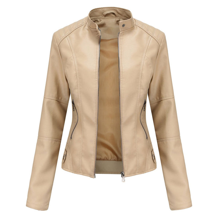 Women's Slim-Fit Zip-Up Faux Leather Biker Jacket