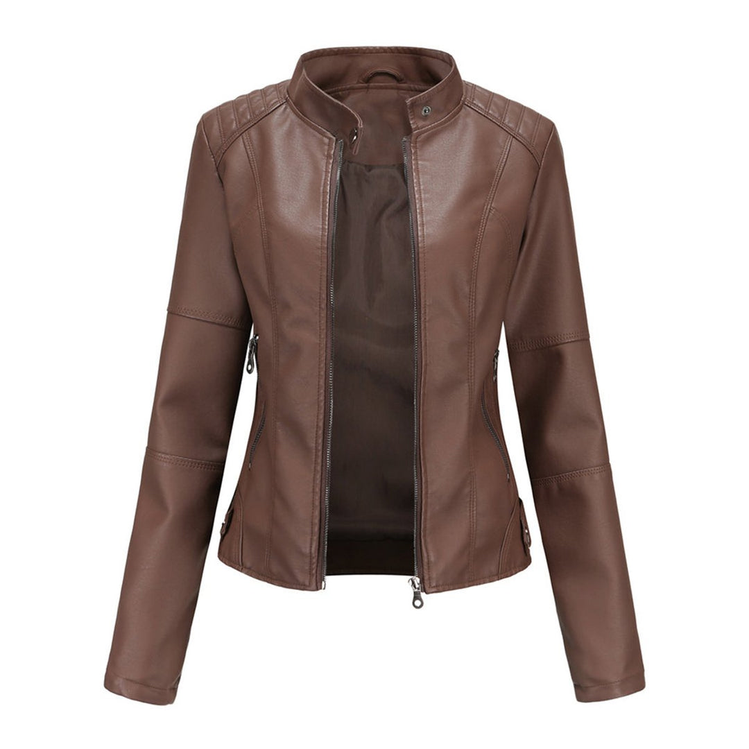 Women's Slim-Fit Zip-Up Faux Leather Biker Jacket