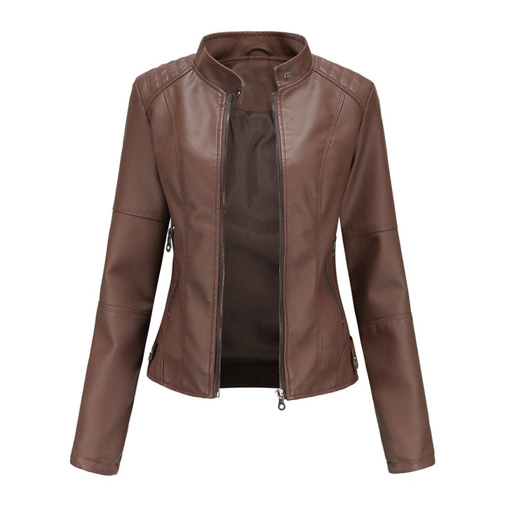 Women's Slim-Fit Zip-Up Faux Leather Biker Jacket