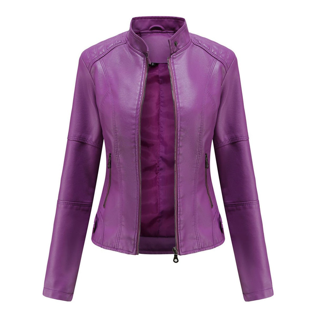 Women's Slim-Fit Zip-Up Faux Leather Biker Jacket