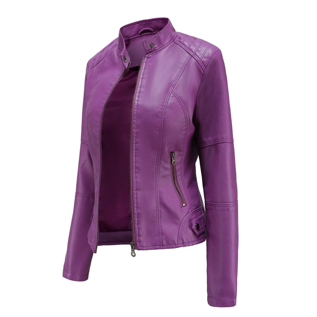 Women's Slim-Fit Zip-Up Faux Leather Biker Jacket