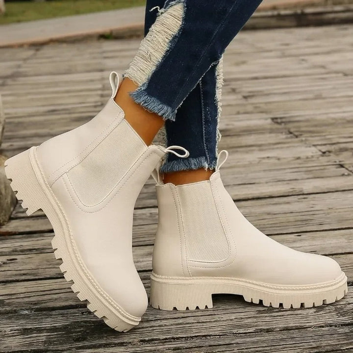 Women's Slip-On Chelsea Ankle Heeled Boots Platform Sole