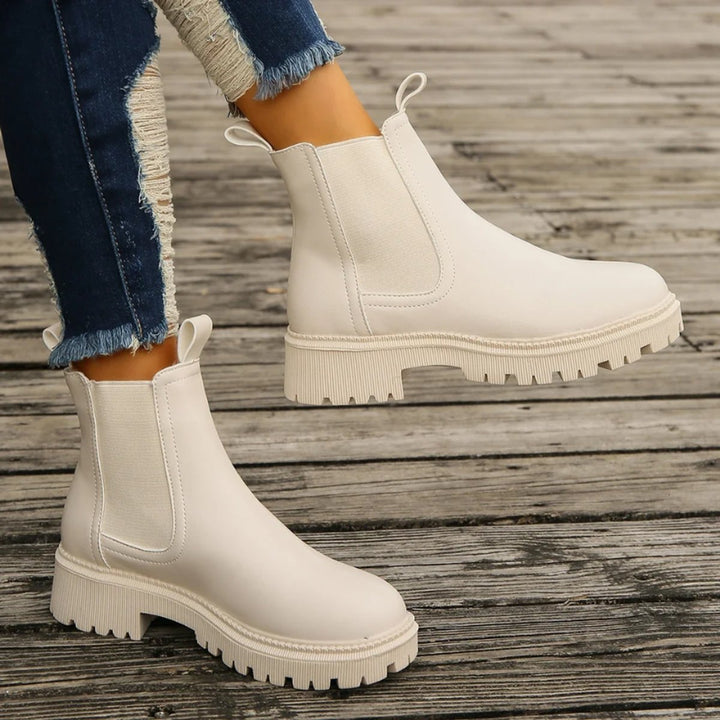 Women's Slip-On Chelsea Ankle Heeled Boots Platform Sole