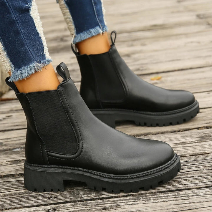 Women's Slip-On Chelsea Ankle Heeled Boots Platform Sole