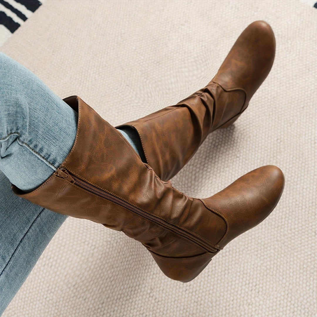 Women's Slouchy Flat-Heel Side-Zip Knee-High Boots