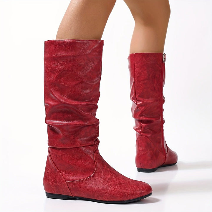 Women's Slouchy Flat-Heel Side-Zip Knee-High Boots