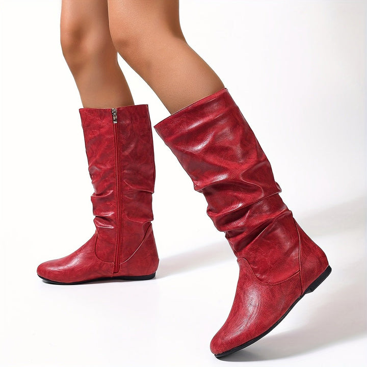 Women's Slouchy Flat-Heel Side-Zip Knee-High Boots
