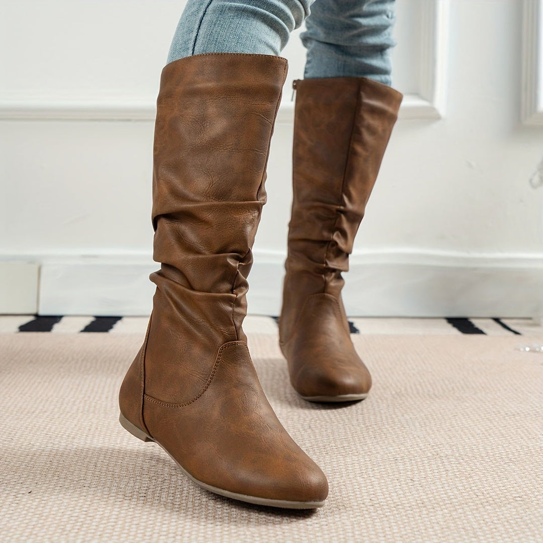 Women's Slouchy Flat-Heel Side-Zip Knee-High Boots