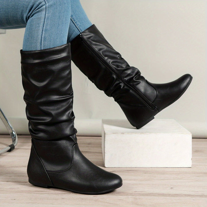 Women's Slouchy Flat-Heel Side-Zip Knee-High Boots