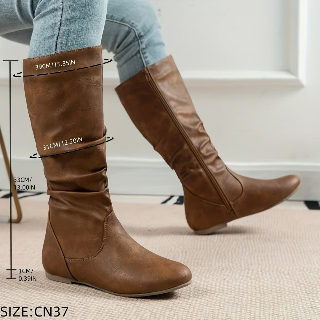 Women's Slouchy Flat-Heel Side-Zip Knee-High Boots
