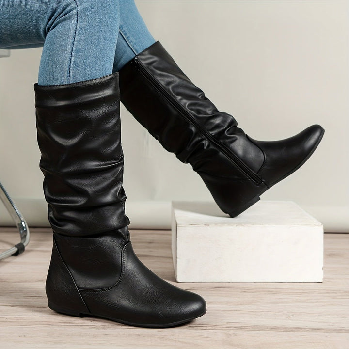 Women's Slouchy Flat-Heel Side-Zip Knee-High Boots