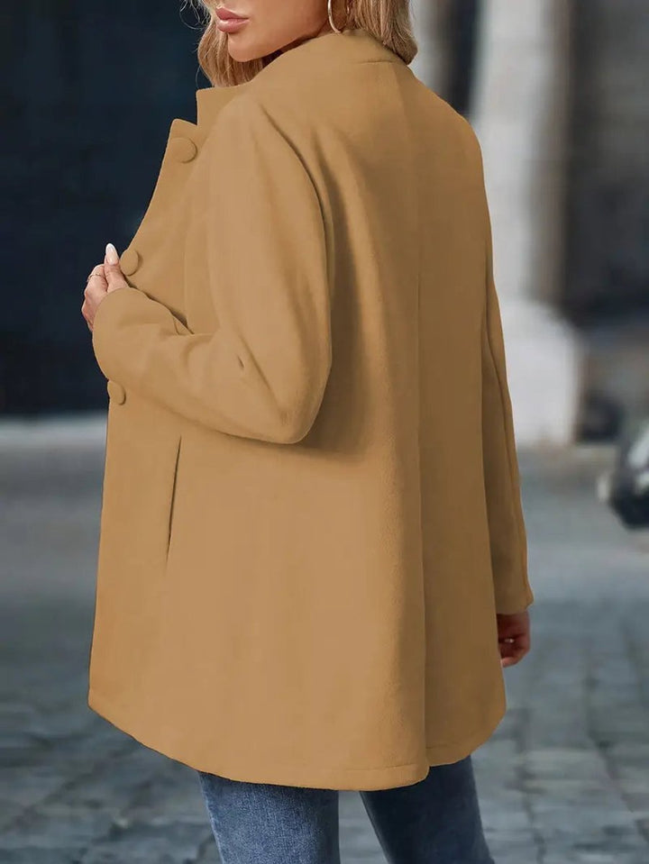 Women's Stand-Collar Button-Front Long-Line Winter Coat