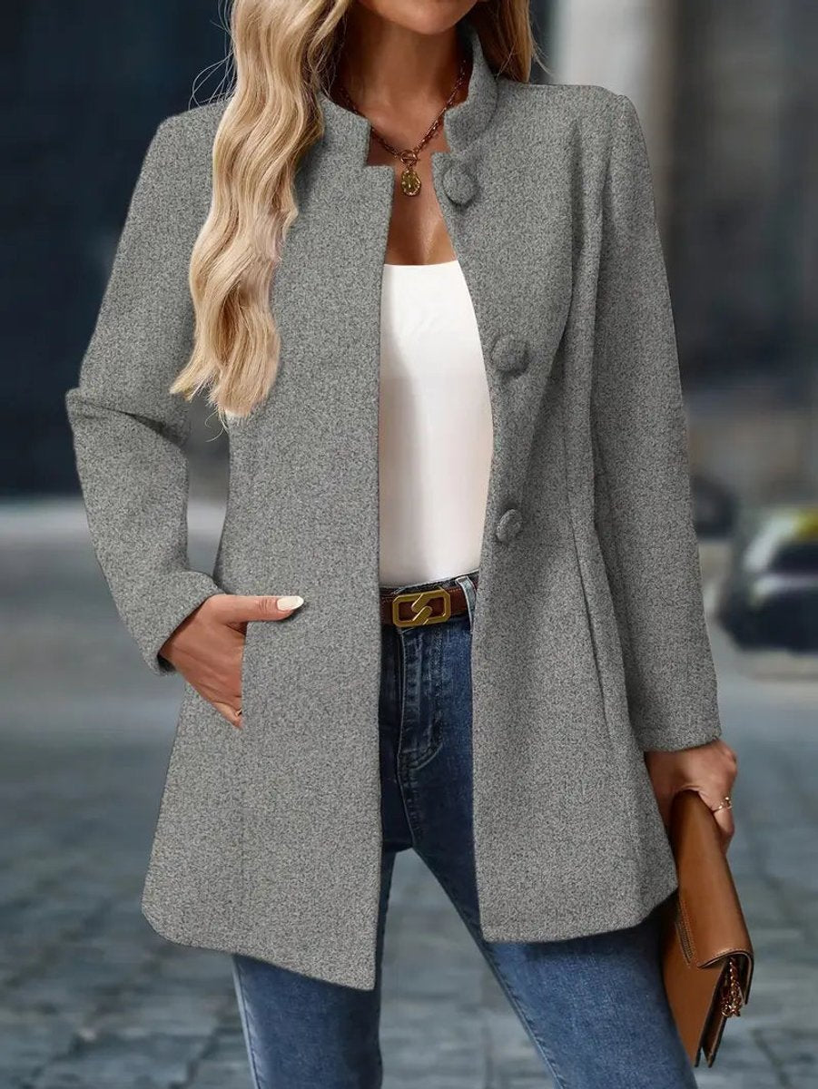 Women's Stand-Collar Button-Front Long-Line Winter Coat