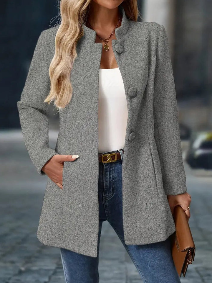 Women's Stand-Collar Button-Front Long-Line Winter Coat