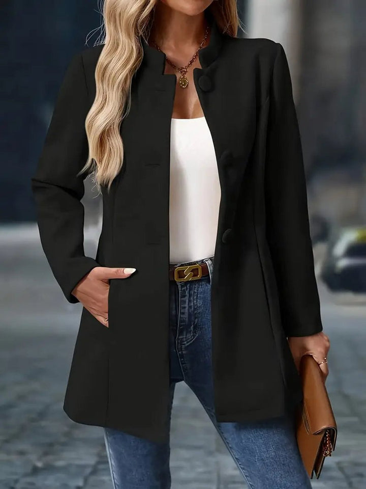 Women's Stand-Collar Button-Front Long-Line Winter Coat